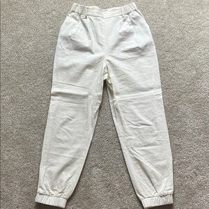 Express White Linen High Rise Ankle Pant